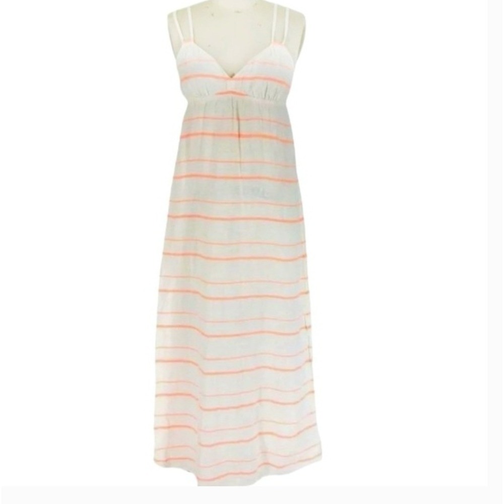 J.‎ Crew Linen Cotton Sleeveless Striped Babydoll Maxi Sundress Size L Spring